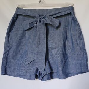 J. Crew Tie Waist Womens Shorts Size 10 Color Chambray Blue